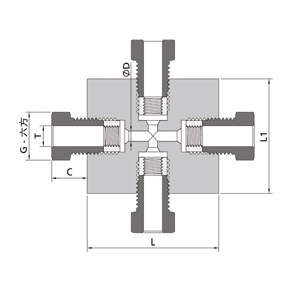 20中压螺纹四通接头